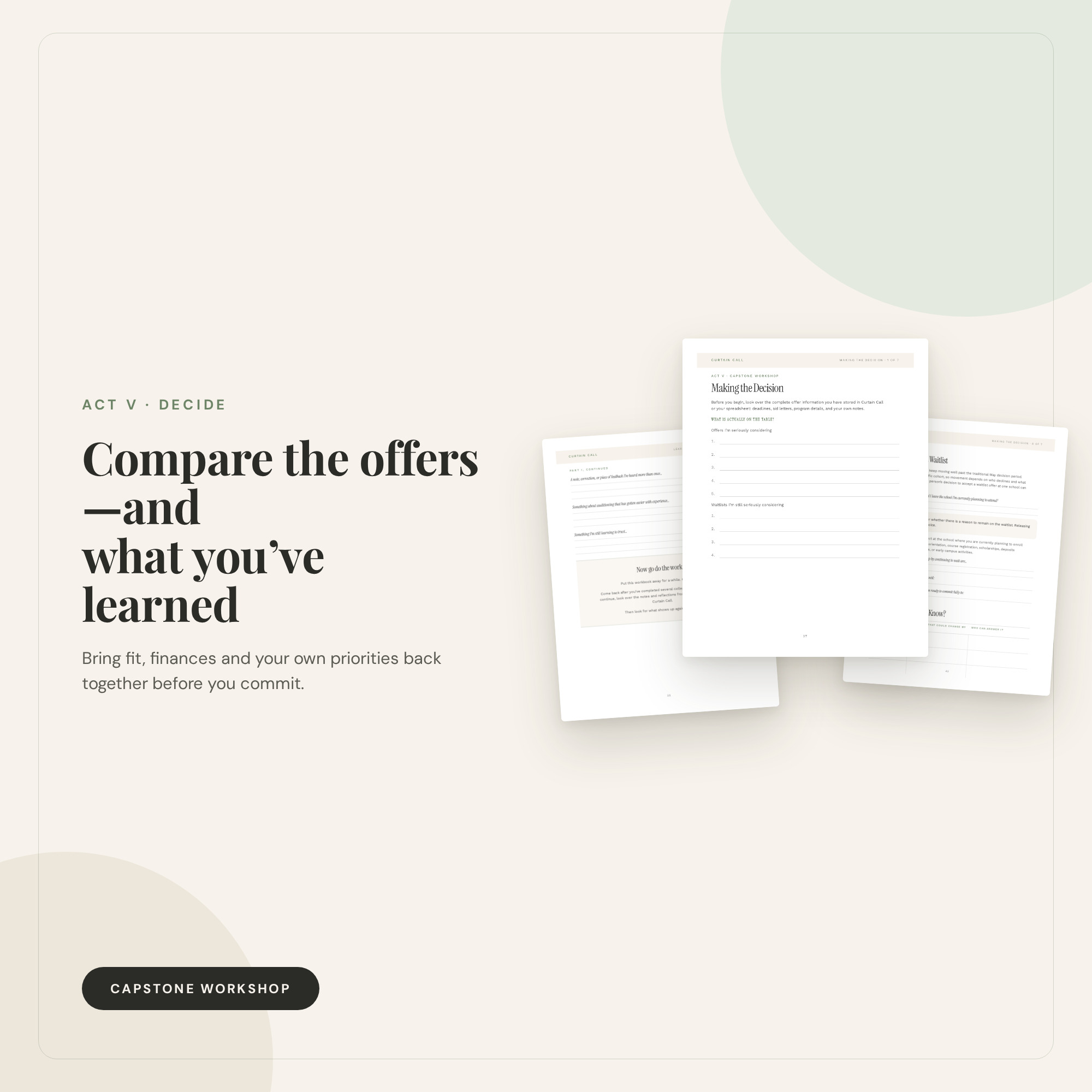 Making the Decision capstone worksheet pages