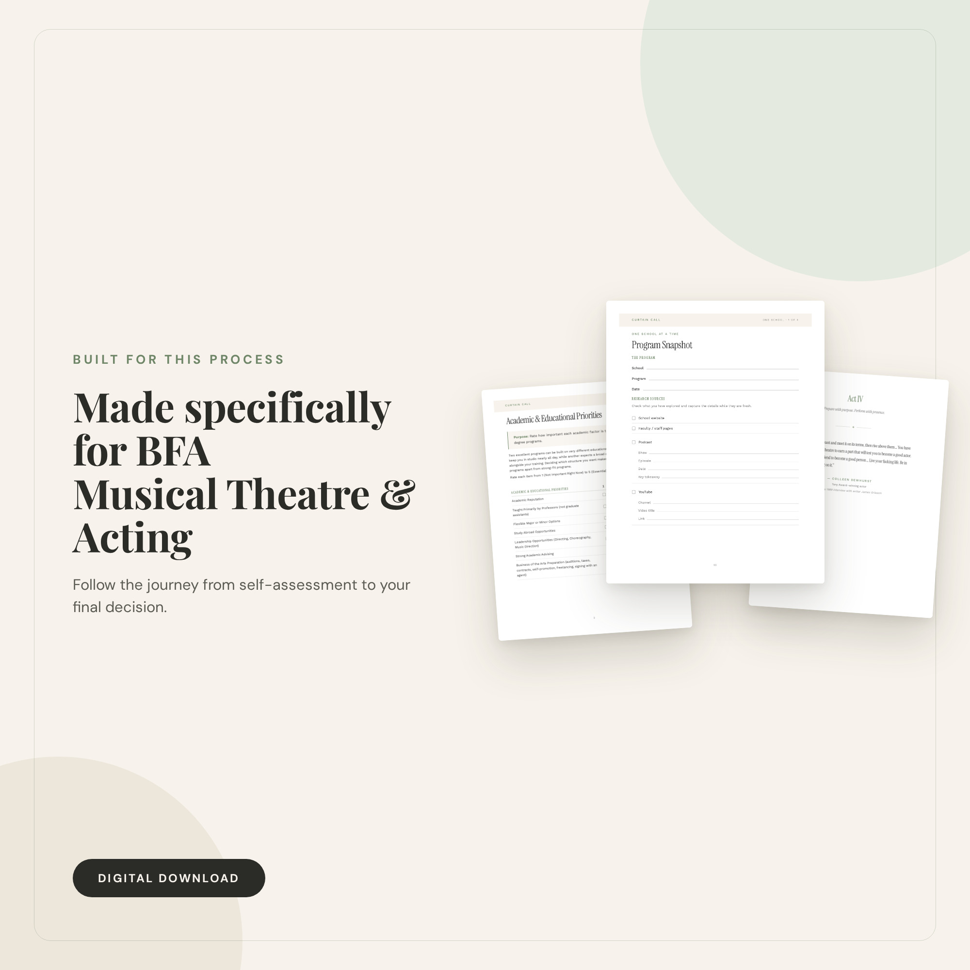 Built for BFA musical theatre and acting applicants