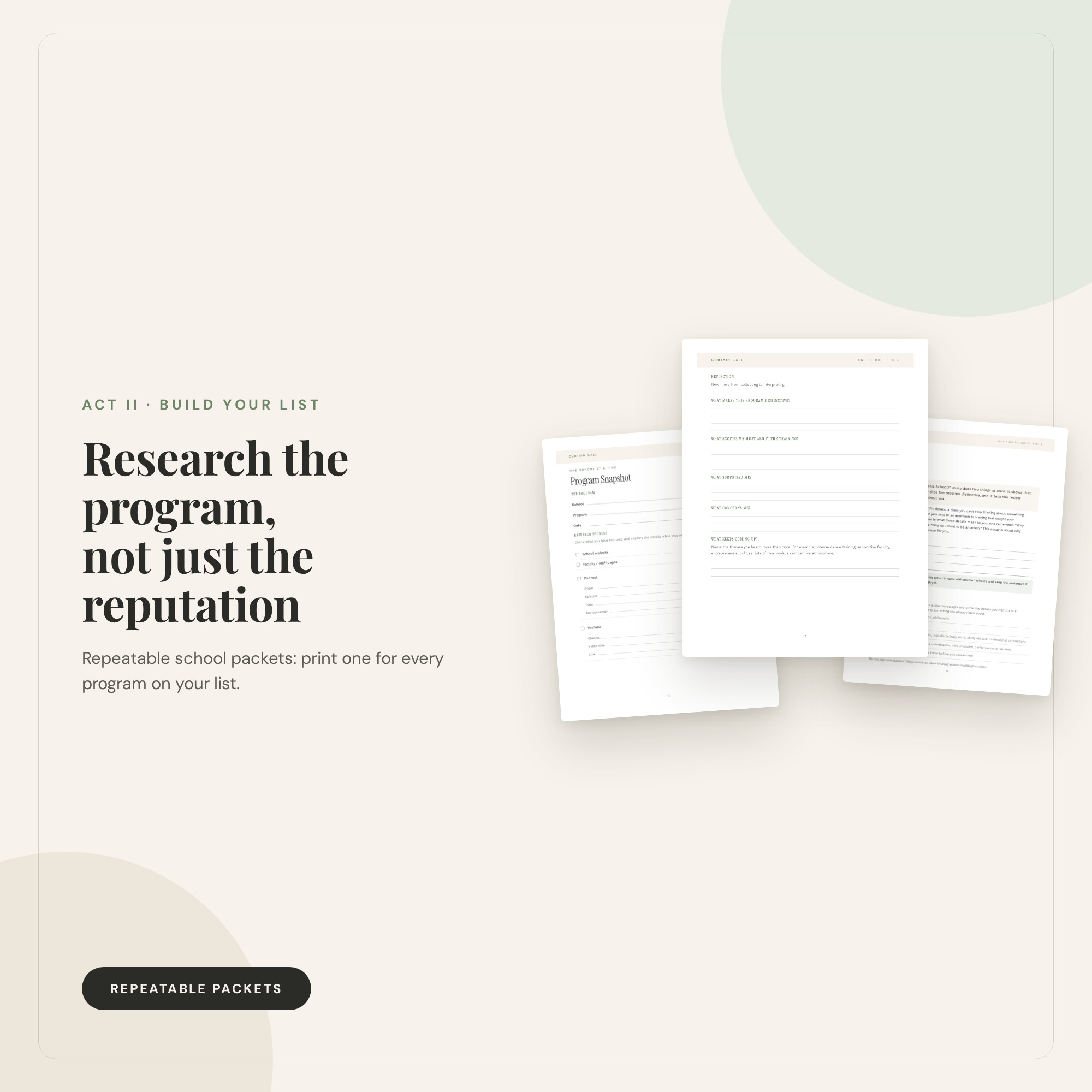 School Research & Discovery packet pages